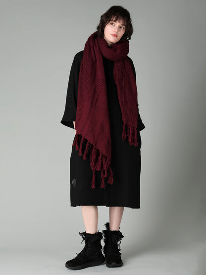 W/RING YARN PLAID STOLE