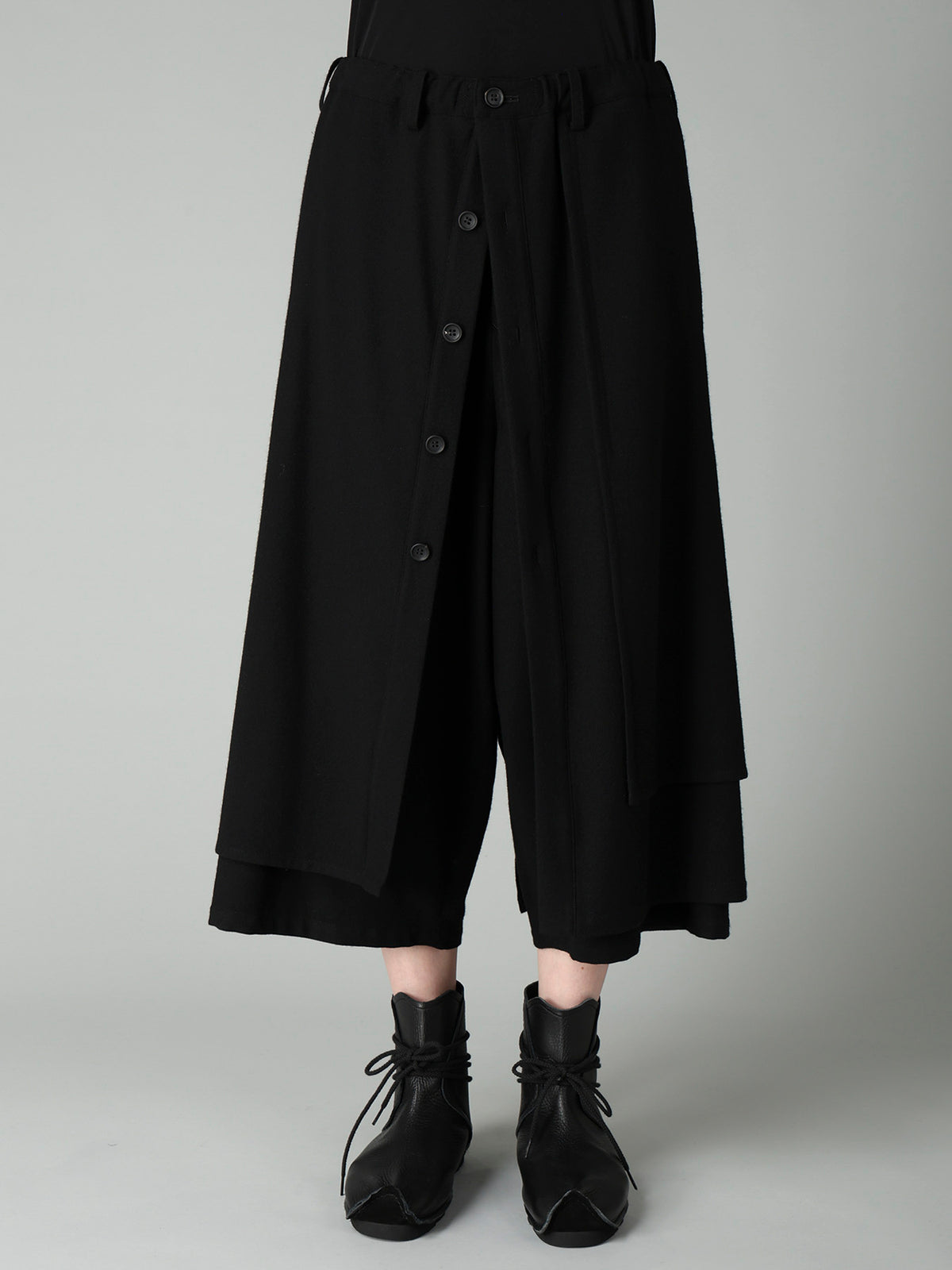 FLANNEL F BUTTON WRAP PANTS