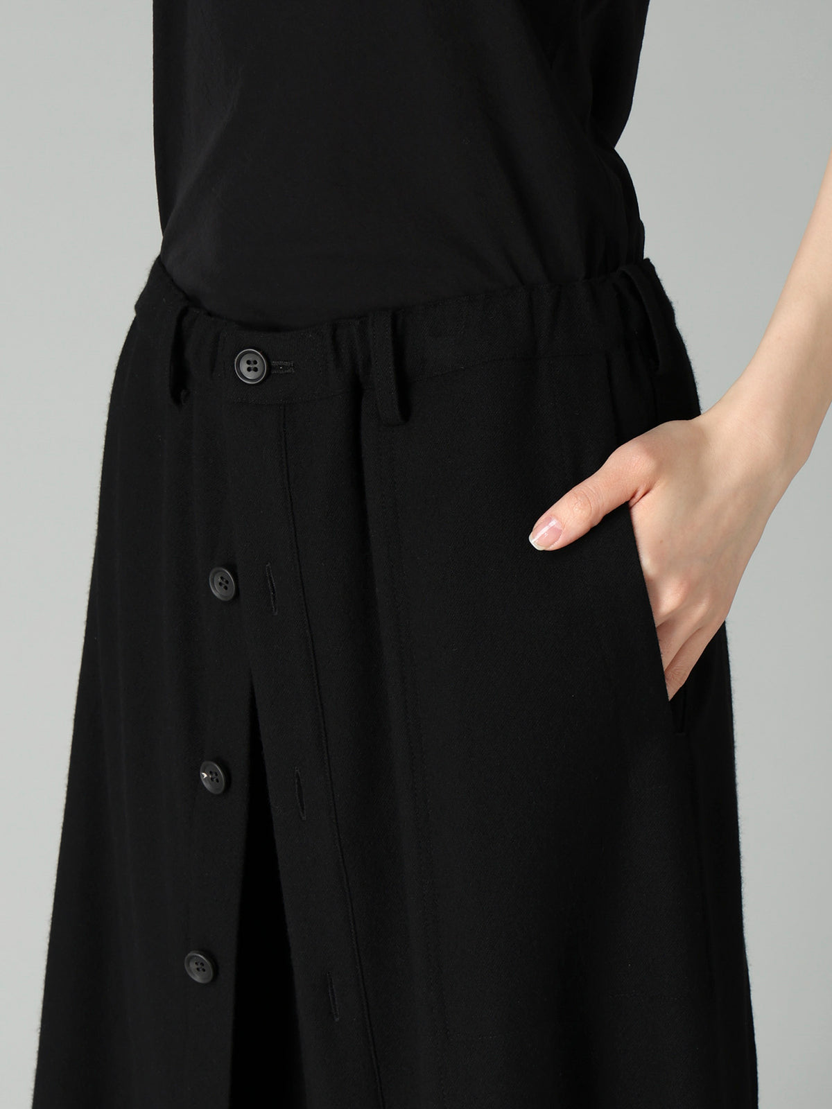 FLANNEL F BUTTON WRAP PANTS