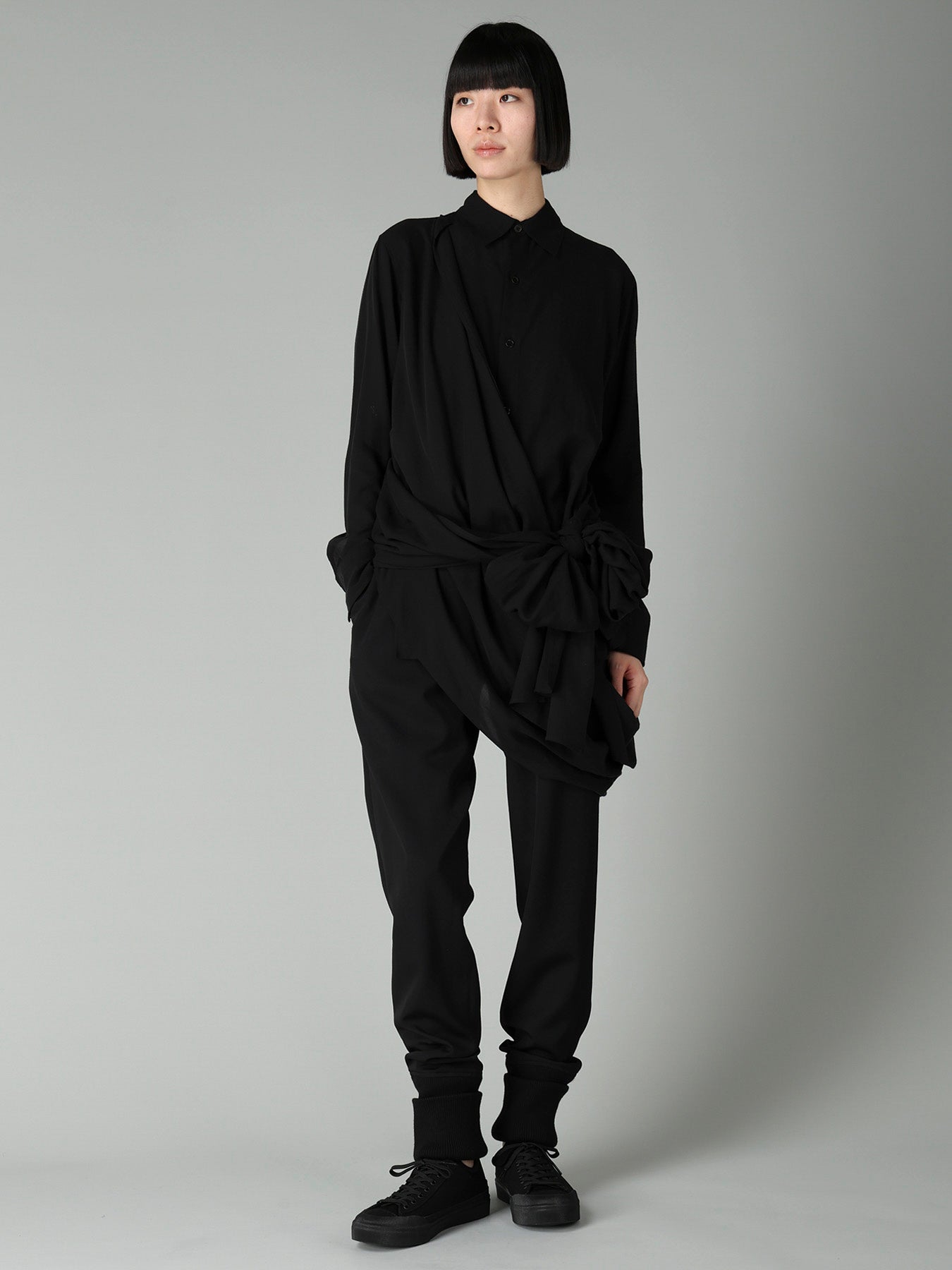 GABARDINE RIBBED HEM PANTS