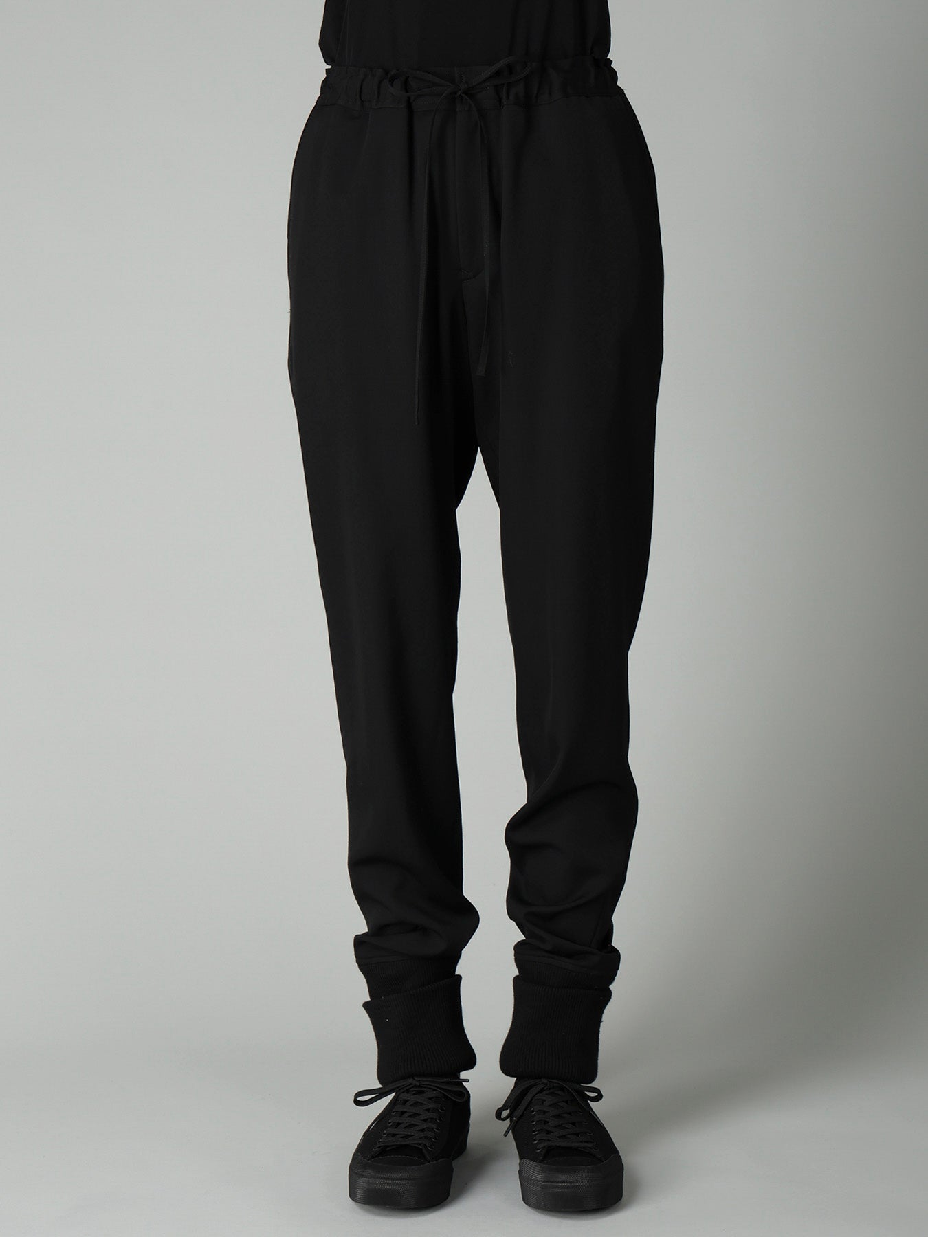 GABARDINE RIBBED HEM PANTS