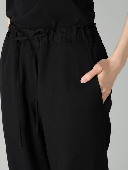 GABARDINE RIBBED HEM PANTS