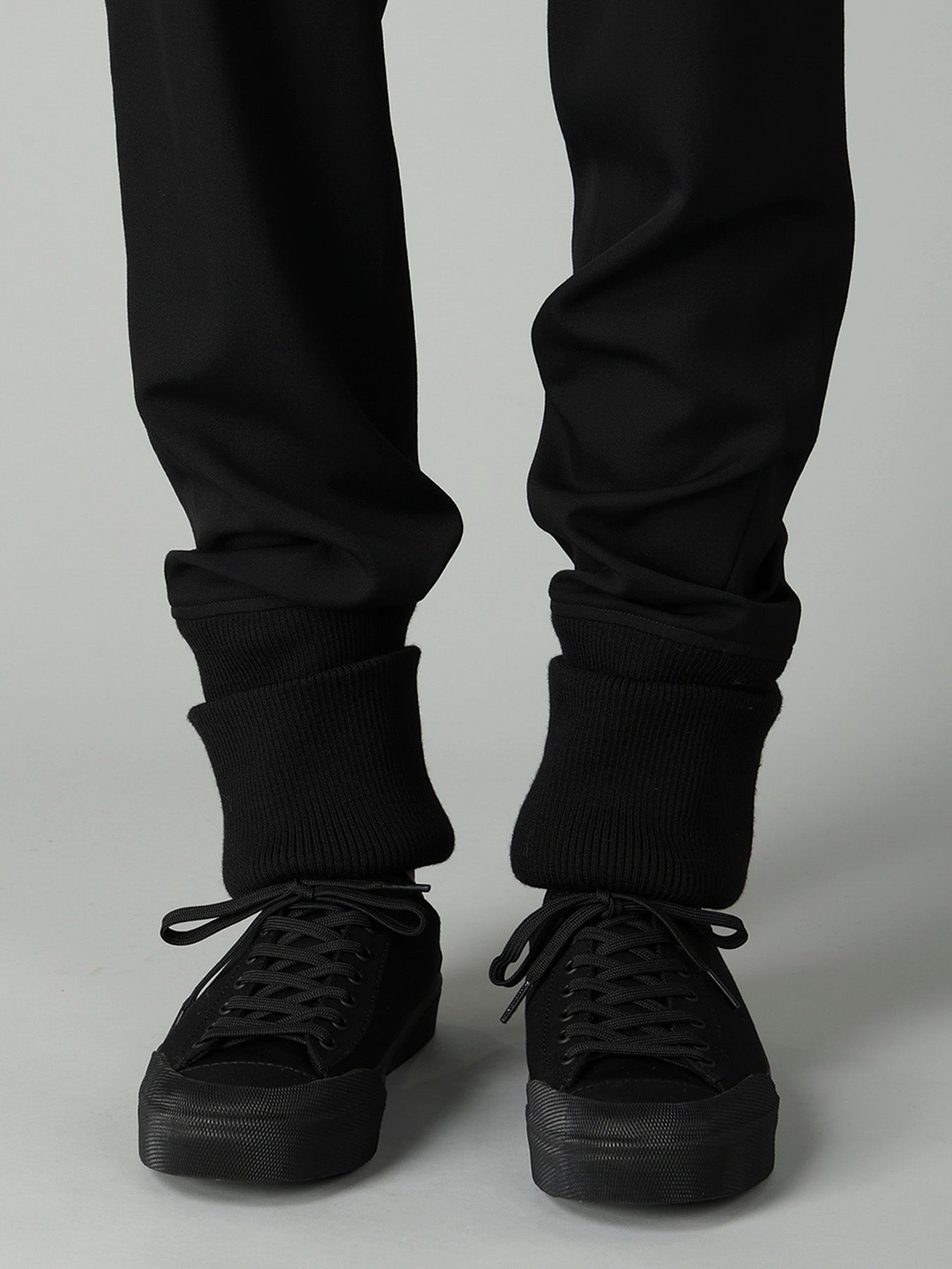 GABARDINE RIBBED HEM PANTS