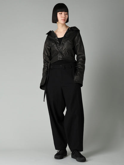 MILLED GABARDINE W BELT DETAIL PANTS
