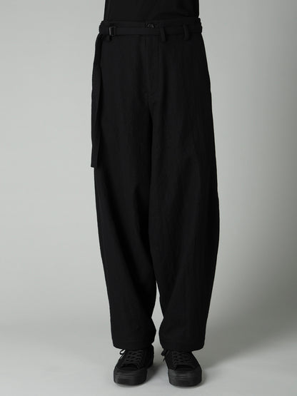 MILLED GABARDINE W BELT DETAIL PANTS