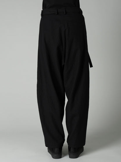 MILLED GABARDINE W BELT DETAIL PANTS