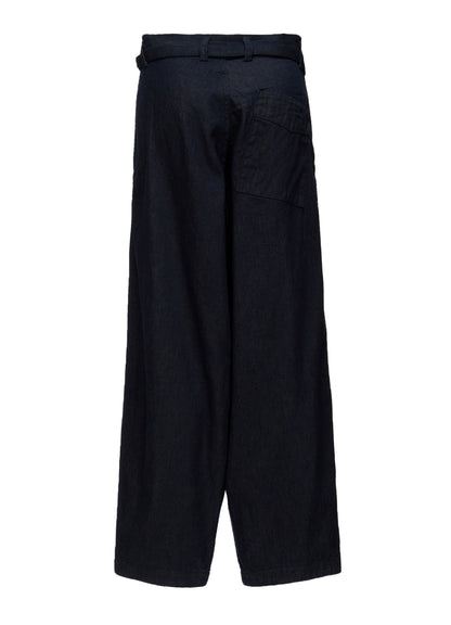 8OZ UNEVEN YARN DENIM B W BELT DETAIL PANTS