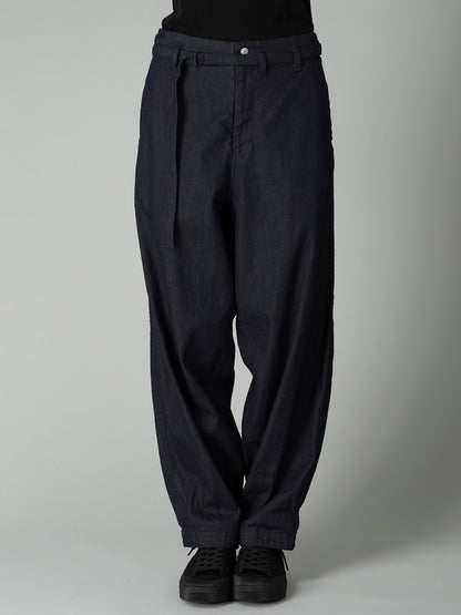 8OZ UNEVEN YARN DENIM B W BELT DETAIL PANTS