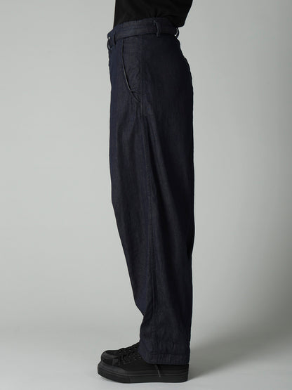 8OZ UNEVEN YARN DENIM B W BELT DETAIL PANTS