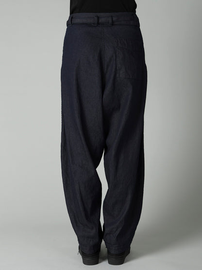 8OZ UNEVEN YARN DENIM B W BELT DETAIL PANTS
