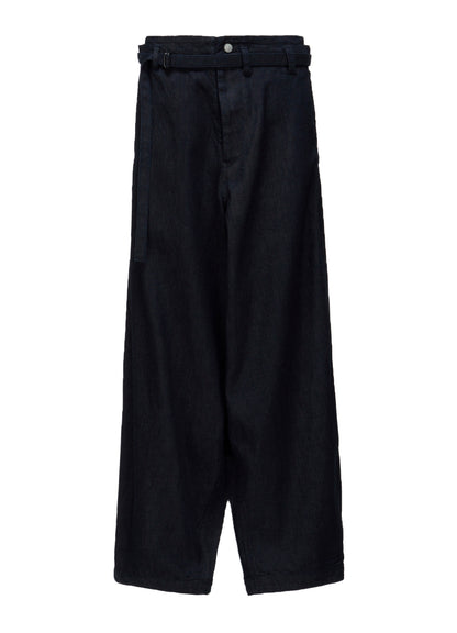 8OZ UNEVEN YARN DENIM B W BELT DETAIL PANTS