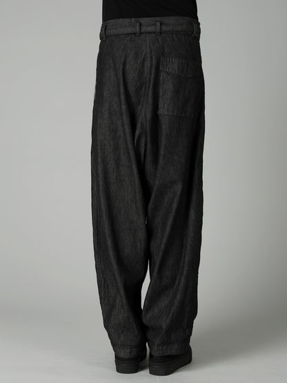 8OZ UNEVEN YARN DENIM B W BELT DETAIL PANTS