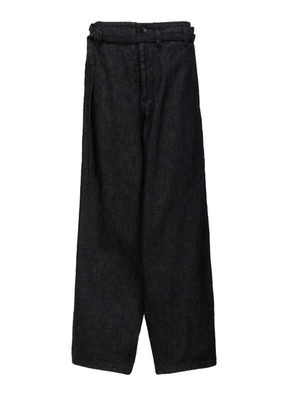 8OZ UNEVEN YARN DENIM B W BELT DETAIL PANTS