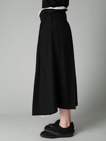 SOFT WOOL LAYERED PLEATES SKIRT