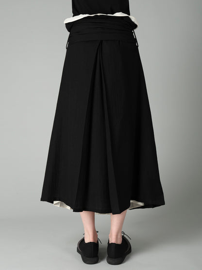 SOFT WOOL LAYERED PLEATES SKIRT