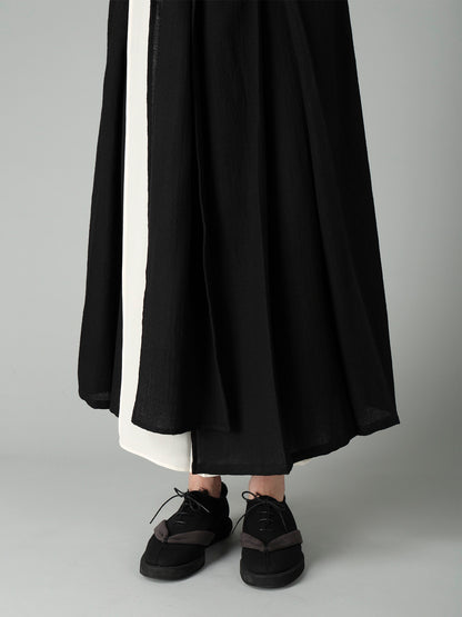 SOFT WOOL LAYERED PLEATES SKIRT