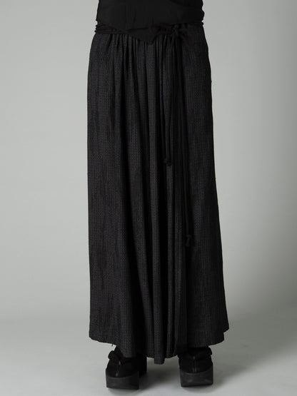 DOUBLE LAYER STRIPE GATHERED WRAP SKIRT