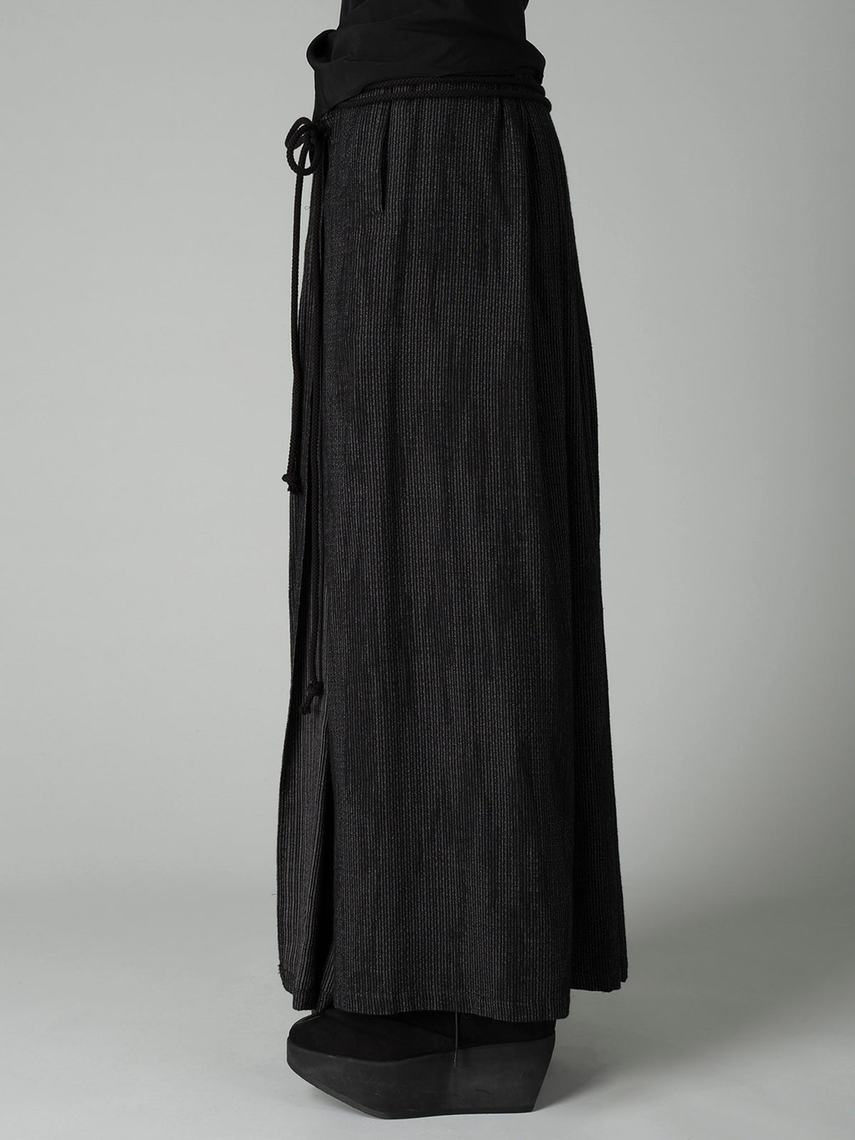 DOUBLE LAYER STRIPE GATHERED WRAP SKIRT