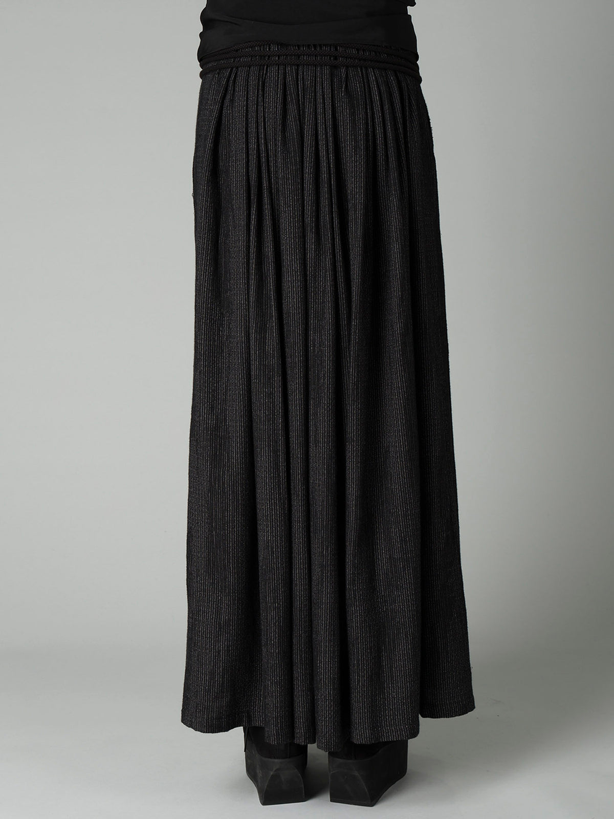 DOUBLE LAYER STRIPE GATHERED WRAP SKIRT