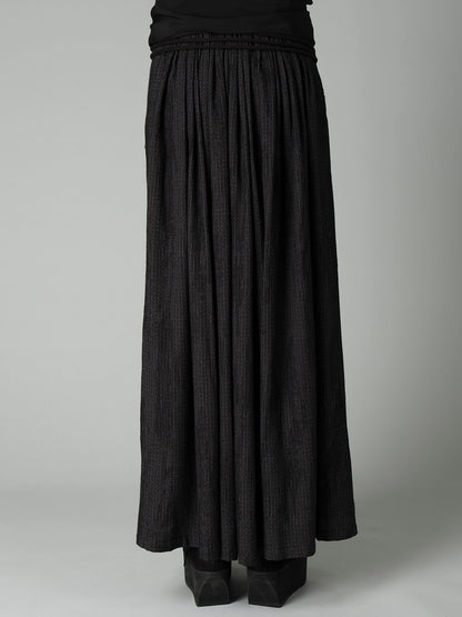 DOUBLE LAYER STRIPE GATHERED WRAP SKIRT