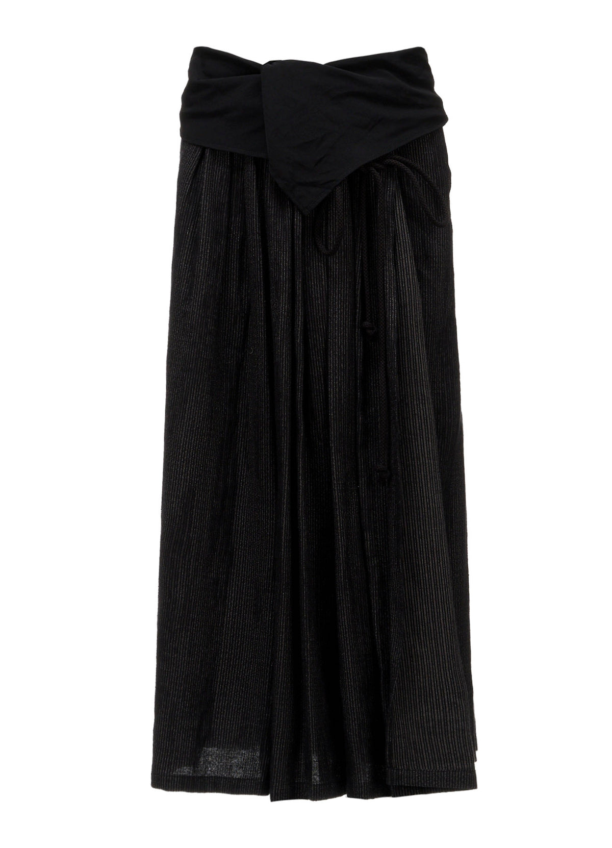 DOUBLE LAYER STRIPE GATHERED WRAP SKIRT
