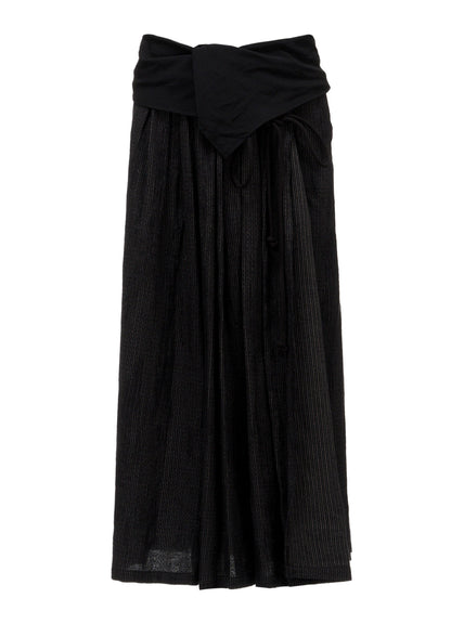DOUBLE LAYER STRIPE GATHERED WRAP SKIRT