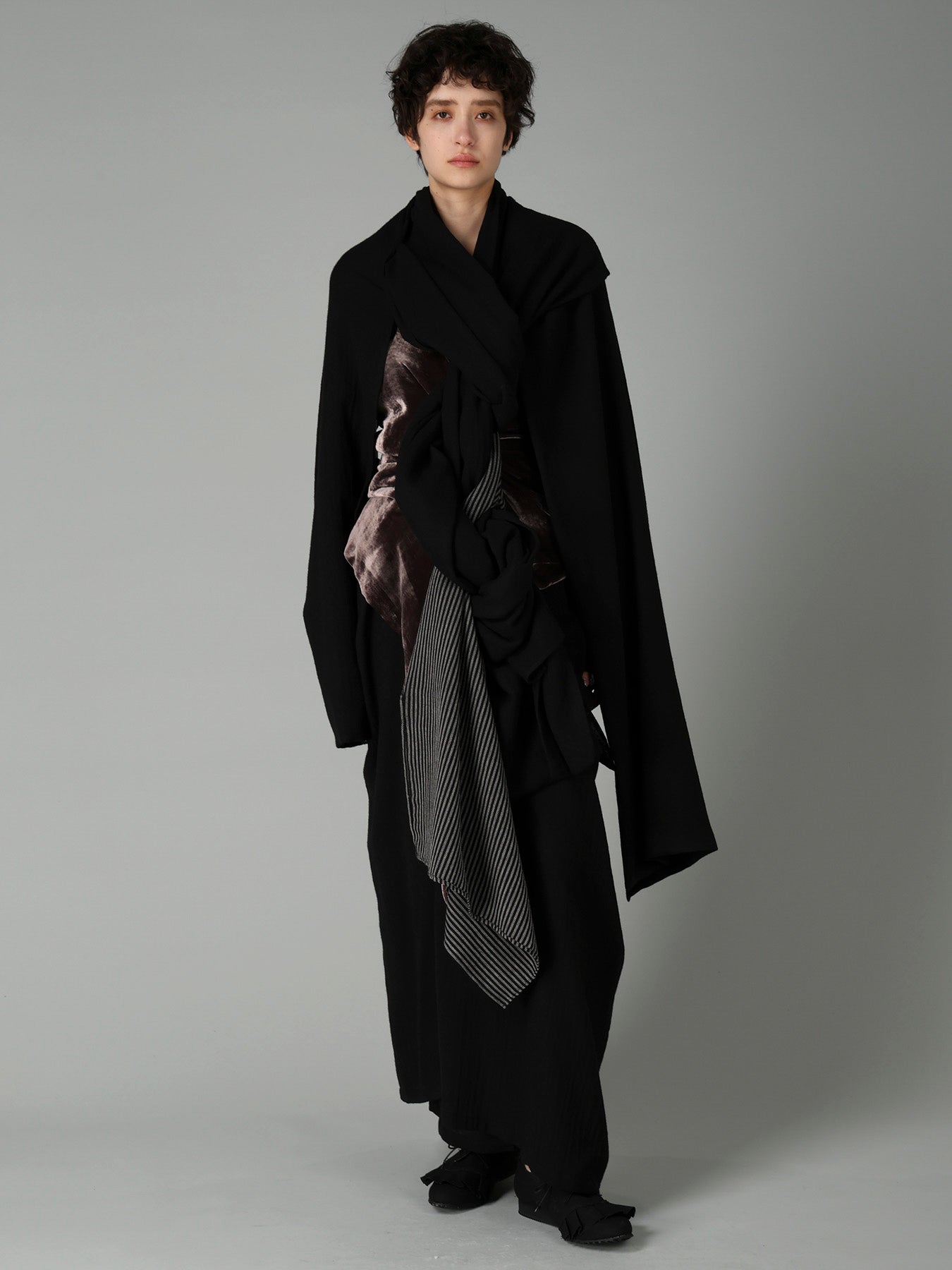 SOFT WOOL R SLIT LAYERED SKIRT