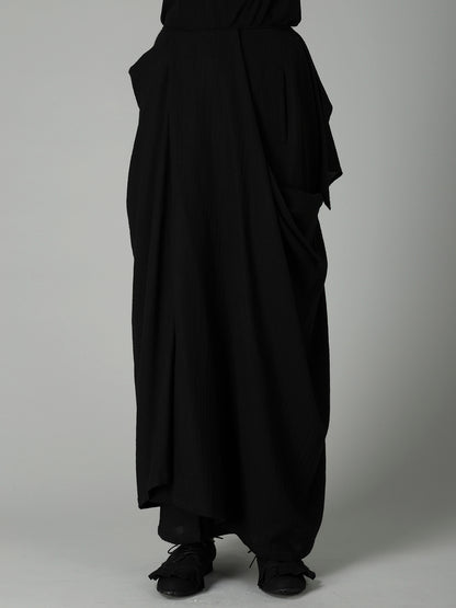 SOFT WOOL R SLIT LAYERED SKIRT