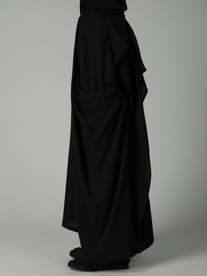 SOFT WOOL R SLIT LAYERED SKIRT