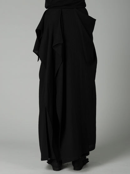 SOFT WOOL R SLIT LAYERED SKIRT