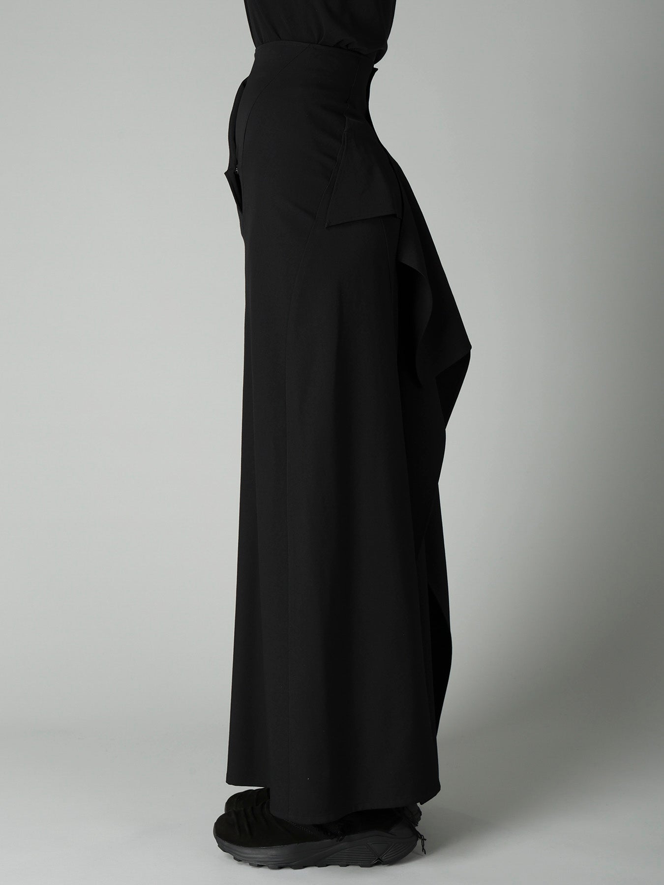 GABARDINE B DRAPED HIGH-WAIST SKIRT