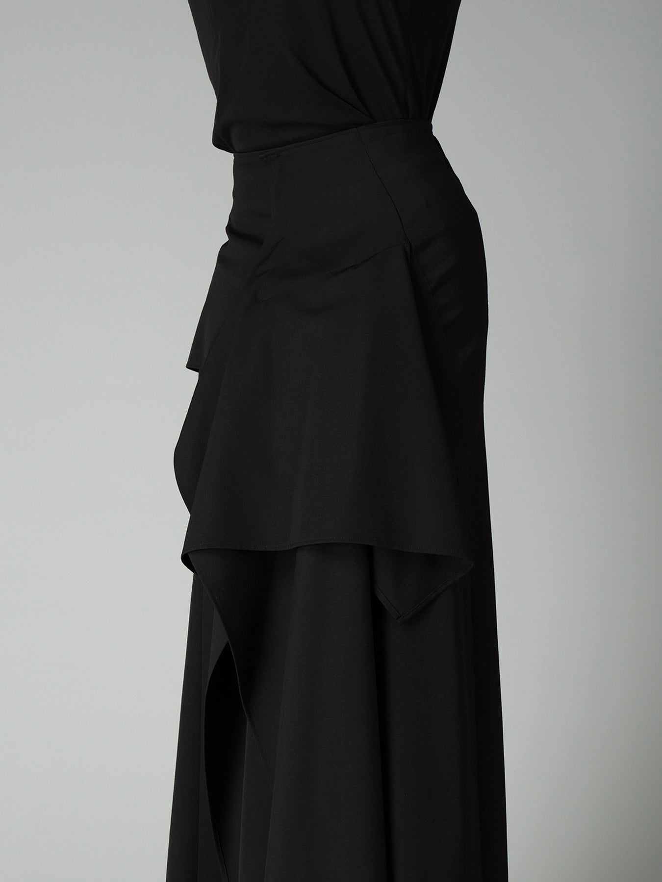 GABARDINE B DRAPED HIGH-WAIST SKIRT
