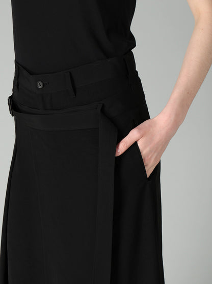 Ta/Pe CREPE DE CHINE R PLEATS DOUBLE LAYERED SKIRT