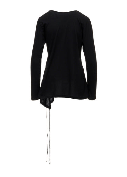 COTTON CASHMERE SINGLE JERSEY LACE-UP LONG SLV T