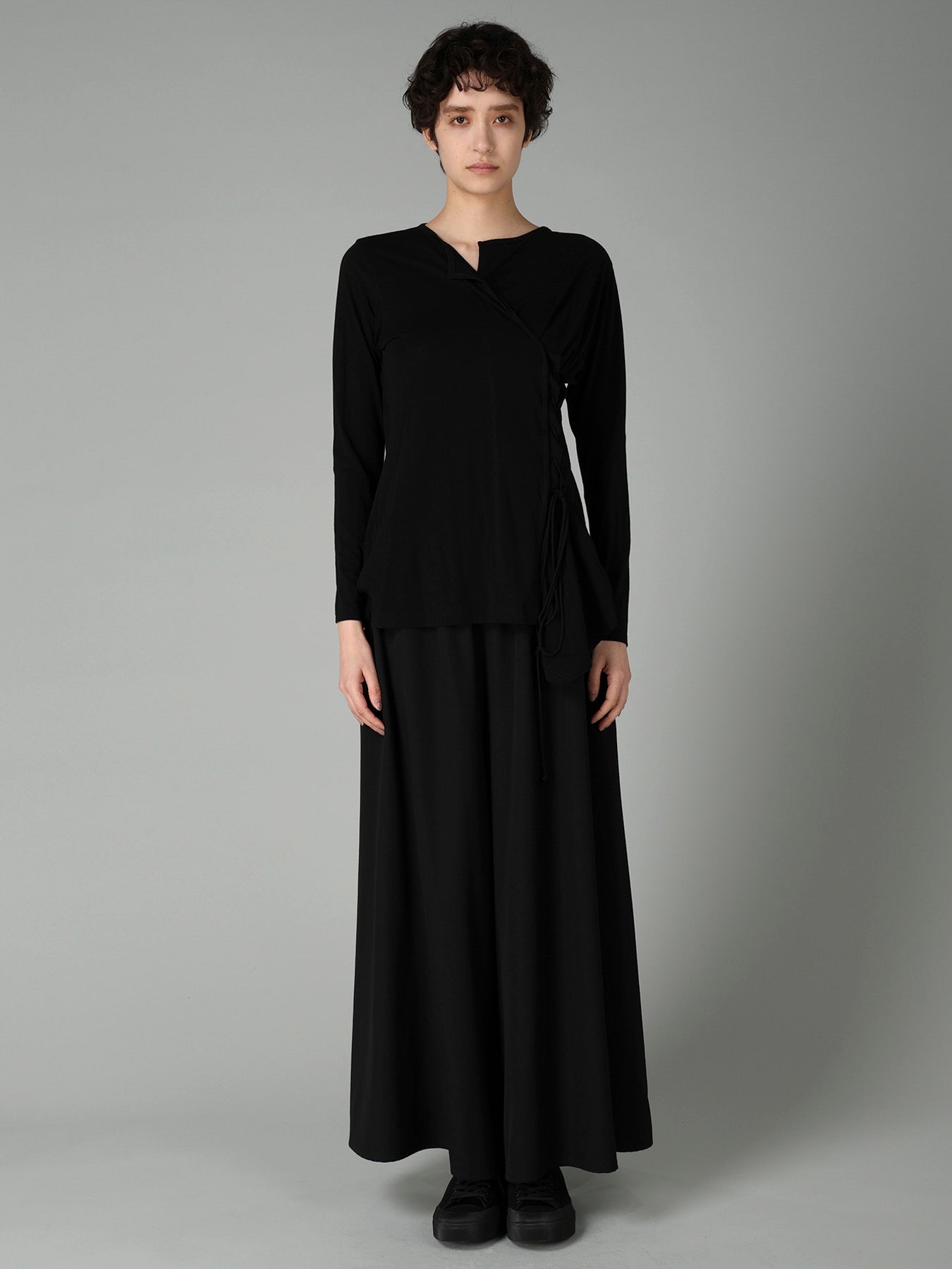 COTTON CASHMERE SINGLE JERSEY LACE-UP LONG SLV T – THE SHOP YOHJI