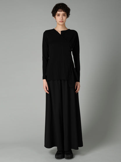 COTTON CASHMERE SINGLE JERSEY LACE-UP LONG SLV T