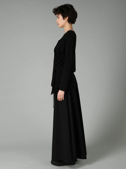 COTTON CASHMERE SINGLE JERSEY LACE-UP LONG SLV T