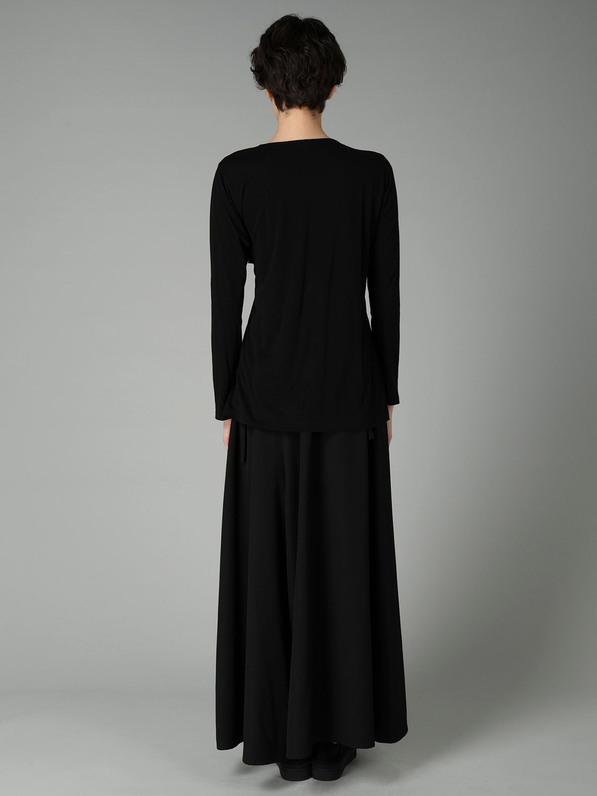 COTTON CASHMERE SINGLE JERSEY LACE-UP LONG SLV T