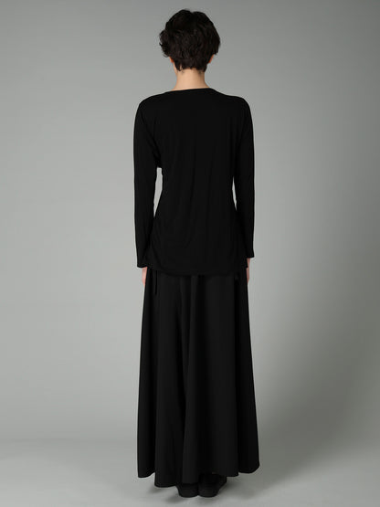 COTTON CASHMERE SINGLE JERSEY LACE-UP LONG SLV T