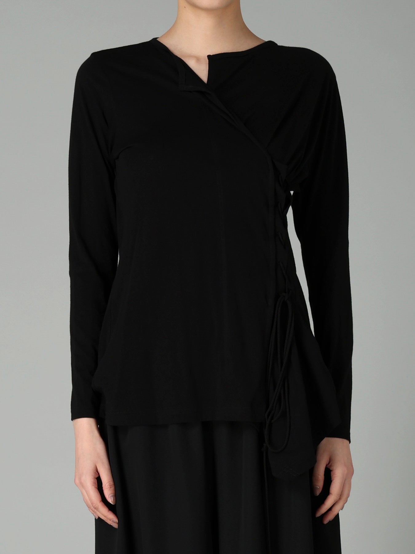 COTTON CASHMERE SINGLE JERSEY LACE-UP LONG SLV T – THE SHOP YOHJI