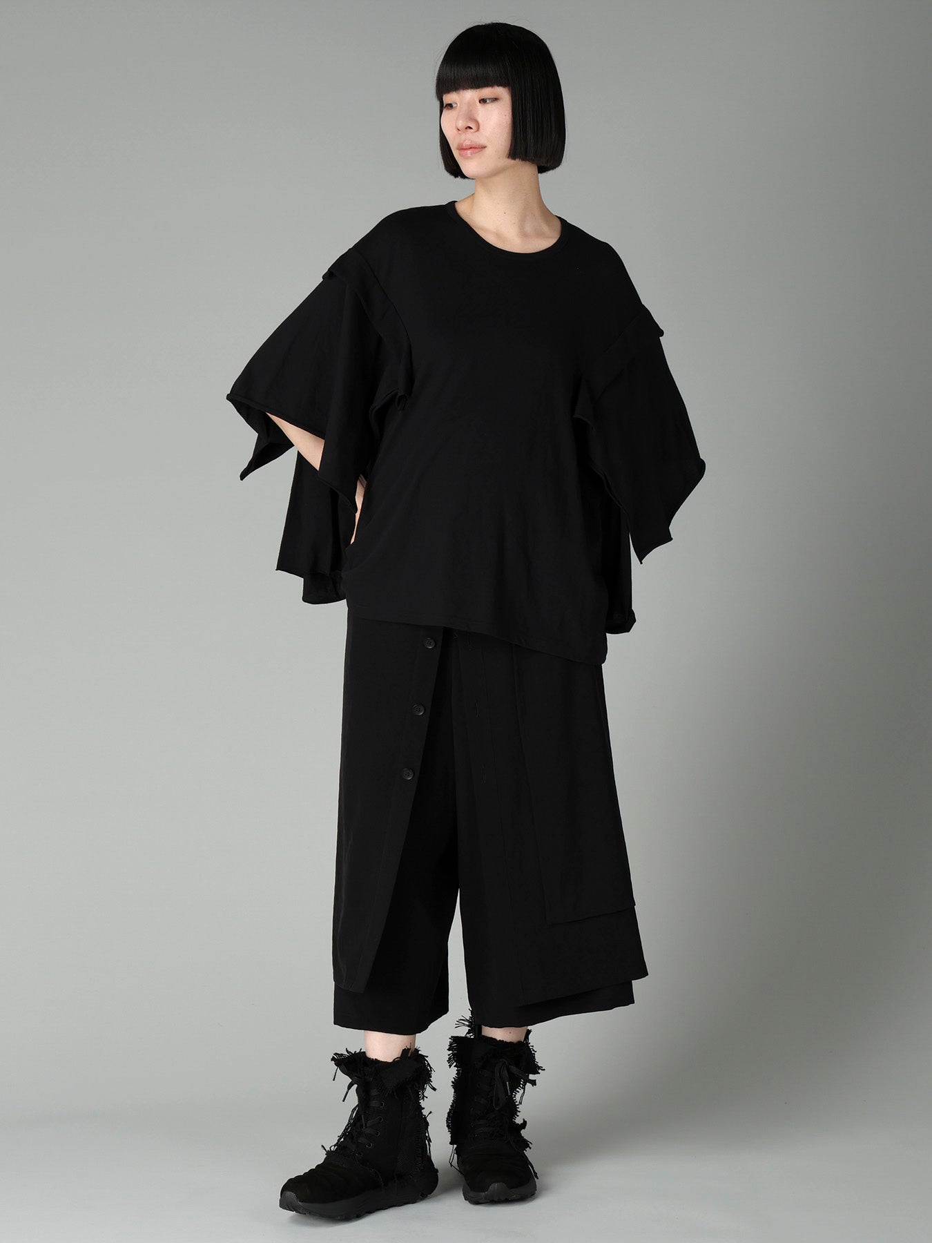 40/-COTTON SINGLE JERSEY DRAPED LONG SLV T