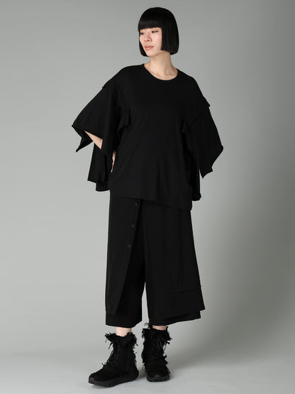 40/-COTTON SINGLE JERSEY DRAPED LONG SLV T
