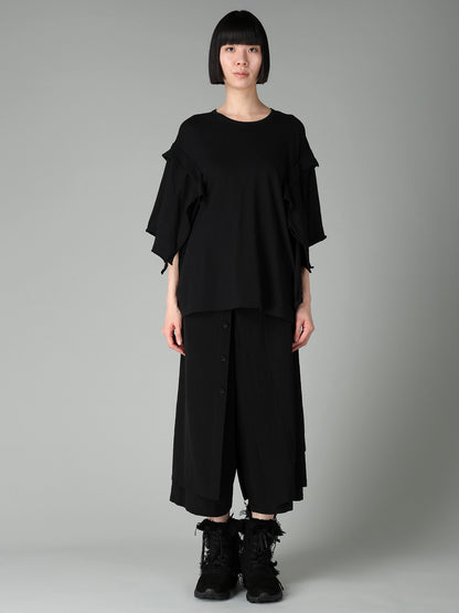 40/-COTTON SINGLE JERSEY DRAPED LONG SLV T