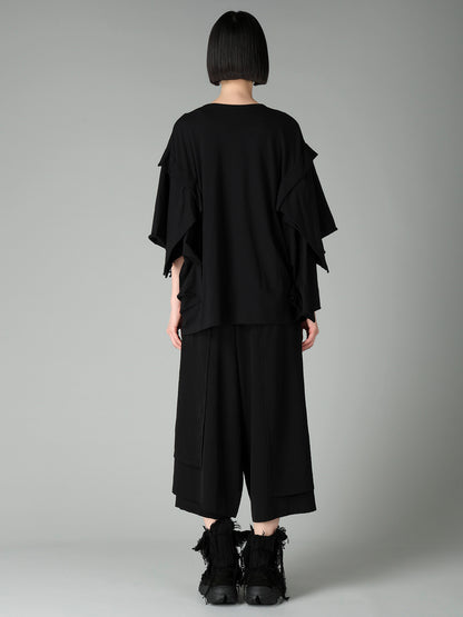40/-COTTON SINGLE JERSEY DRAPED LONG SLV T