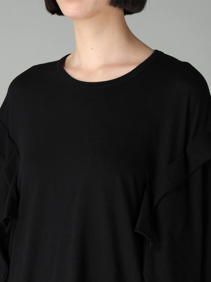40/-COTTON SINGLE JERSEY DRAPED LONG SLV T