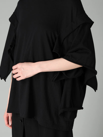40/-COTTON SINGLE JERSEY DRAPED LONG SLV T