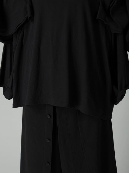 40/-COTTON SINGLE JERSEY DRAPED LONG SLV T