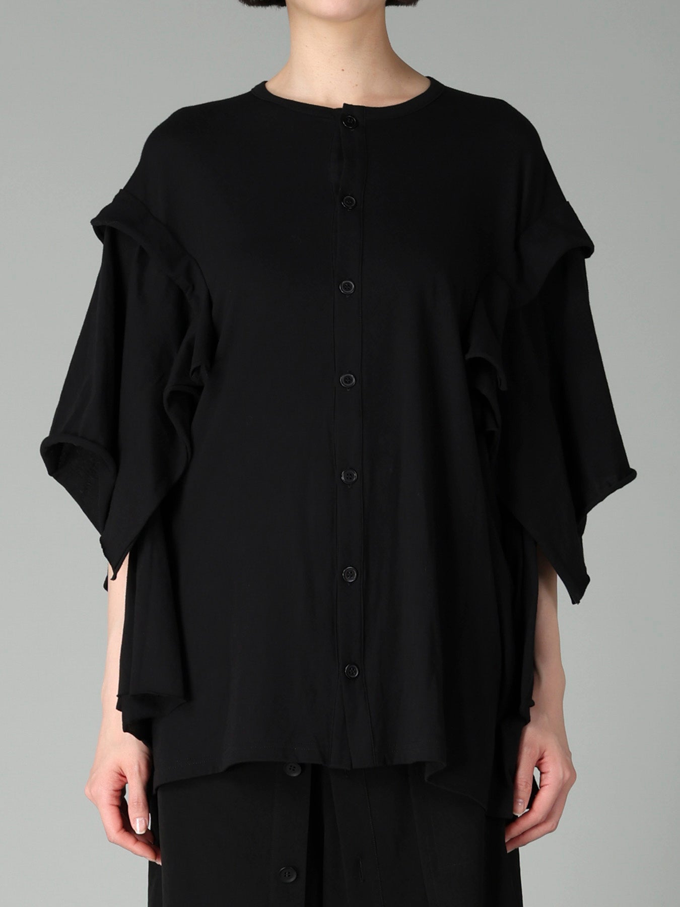 40/-COTTON SINGLE JERSEY DRAPED CARDIGAN