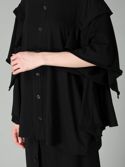 40/-COTTON SINGLE JERSEY DRAPED CARDIGAN