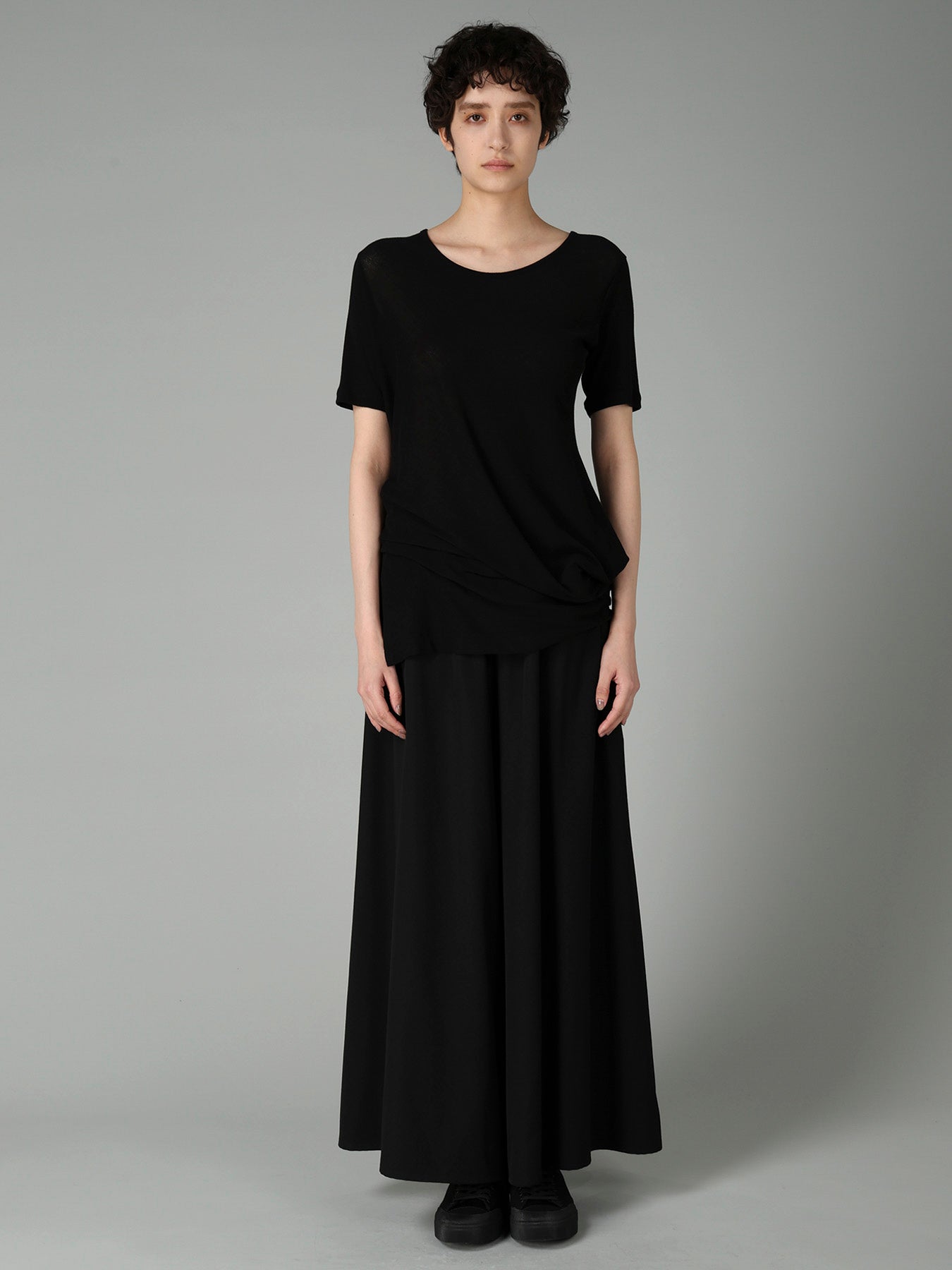 HIGH TWISTED RIB WAIST GATHERED SHORT SLV T